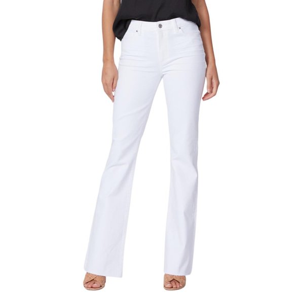 Paige Denim High Rise Boot Laurel Canyon 32" W/ Raw Hem, Crisp White, NWT! - Picture 1 of 5